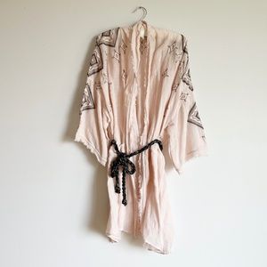 Free People Intimately Isabella Pink Blush embroidered Robe - Size M